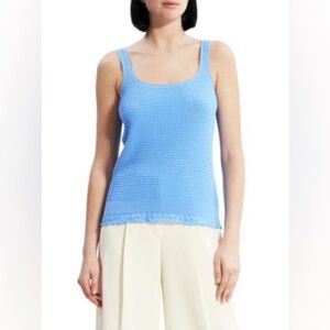 THEORY Lace-Trim Knit Tank Top in Sky Blue